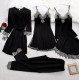 Women Elegant Edgy Color Blocking Casual Satin Sleeveless Camisole And Shorts Pajamas Five Pieces Set Women Elegant Edgy Color Blocking Casual Satin Sleeveless Camisole And Shorts Pajamas Five Pieces Set