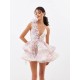 Women Fashion Sexy Floral Print Ruffled V-Neck Sleeveless Backless Lace-Up Slim-Fit Dress Women Fashion Sexy Floral Print Ruffled V-Neck Sleeveless Backless Lace-Up Slim-Fit Dress