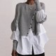 Women Fashion Casual Stitching Knitted Sweater Fake Two-Piece Long-Sleeve Blouse Women Fashion Casual Stitching Knitted Sweater Fake Two-Piece Long-Sleeve Blouse
