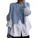 Women Fashion Casual Stitching Knitted Sweater Fake Two-Piece Long-Sleeve Blouse Women Fashion Casual Stitching Knitted Sweater Fake Two-Piece Long-Sleeve Blouse