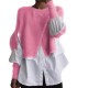 Women Fashion Casual Stitching Knitted Sweater Fake Two-Piece Long-Sleeve Blouse Women Fashion Casual Stitching Knitted Sweater Fake Two-Piece Long-Sleeve Blouse
