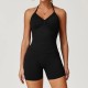 Women Fashion Solid Color Seamless Halter-Neck Camisole Tight Shorts Yoga Sports Two-Piece Set Women Fashion Solid Color Seamless Halter-Neck Camisole Tight Shorts Yoga Sports Two-Piece Set