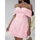 Women Fashion Elegant Solid Color Bowknot Off Shoulder Loose Party Dress Women Fashion Elegant Solid Color Bowknot Off Shoulder Loose Party Dress