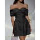 Women Fashion Elegant Solid Color Bowknot Off Shoulder Loose Party Dress Women Fashion Elegant Solid Color Bowknot Off Shoulder Loose Party Dress