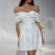 Women Fashion Elegant Solid Color Bowknot Off Shoulder Loose Party Dress Women Fashion Elegant Solid Color Bowknot Off Shoulder Loose Party Dress