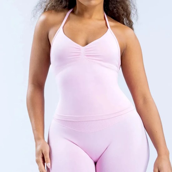 Women Fashion Solid Color Seamless Halter-Neck Yoga Sports Tank Top Women Fashion Solid Color Seamless Halter-Neck Yoga Sports Tank Top
