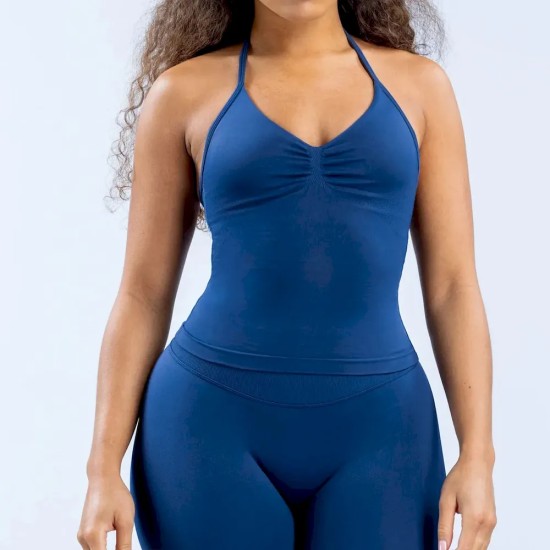 Women Fashion Solid Color Seamless Halter-Neck Yoga Sports Tank Top Women Fashion Solid Color Seamless Halter-Neck Yoga Sports Tank Top