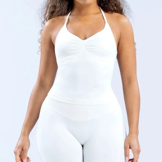 Women Fashion Solid Color Seamless Halter-Neck Yoga Sports Tank Top Women Fashion Solid Color Seamless Halter-Neck Yoga Sports Tank Top