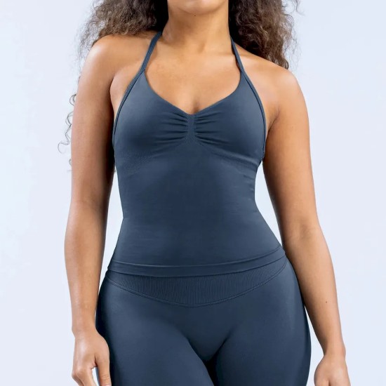Women Fashion Solid Color Seamless Halter-Neck Yoga Sports Tank Top Women Fashion Solid Color Seamless Halter-Neck Yoga Sports Tank Top