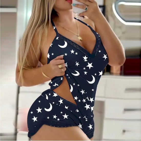Women Fashion Sexy Deep V Leopard Printed Sling Top Shorts Sexy Underwear Set Women Fashion Sexy Deep V Leopard Printed Sling Top Shorts Sexy Underwear Set