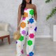 Women Elegant Printed Strapless Wide Leg Pants Women Elegant Printed Strapless Wide Leg Pants