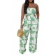 Women Elegant Printed Strapless Wide Leg Pants Women Elegant Printed Strapless Wide Leg Pants