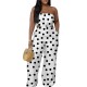Women Elegant Printed Strapless Wide Leg Pants Women Elegant Printed Strapless Wide Leg Pants