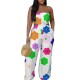 Women Elegant Printed Strapless Wide Leg Pants Women Elegant Printed Strapless Wide Leg Pants