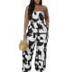 Women Elegant Printed Strapless Wide Leg Pants Women Elegant Printed Strapless Wide Leg Pants