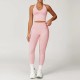 Women Fashion Solid Color Thread Seamless Halter-Neck Tank Top Tight Pants Yoga Sports Two-Piece Set Women Fashion Solid Color Thread Seamless Halter-Neck Tank Top Tight Pants Yoga Sports Two-Piece Set
