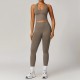 Women Fashion Solid Color Thread Seamless Halter-Neck Tank Top Tight Pants Yoga Sports Two-Piece Set Women Fashion Solid Color Thread Seamless Halter-Neck Tank Top Tight Pants Yoga Sports Two-Piece Set
