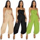 Women Summer Fashion Solid Color Strapless Jumpsuit Women Summer Fashion Solid Color Strapless Jumpsuit