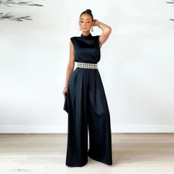 Women Fashion Solid Color Wide Leg Jumpsuits Women Fashion Solid Color Wide Leg Jumpsuits