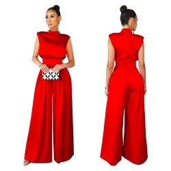 Women Fashion Solid Color Wide Leg Jumpsuits Women Fashion Solid Color Wide Leg Jumpsuits