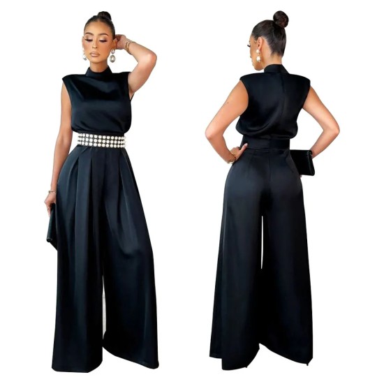 Women Fashion Solid Color Wide Leg Jumpsuits Women Fashion Solid Color Wide Leg Jumpsuits
