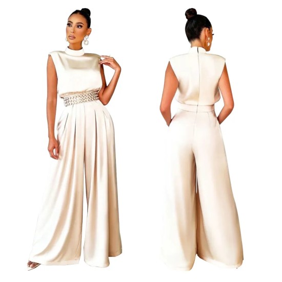 Women Fashion Solid Color Wide Leg Jumpsuits Women Fashion Solid Color Wide Leg Jumpsuits