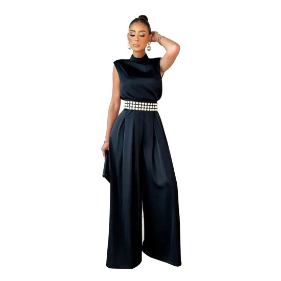 Women Fashion Solid Color Wide Leg Jumpsuits Women Fashion Solid Color Wide Leg Jumpsuits