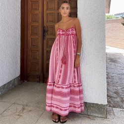 Bohemian Women Casual Embroidered Sling Maxi Dress Bohemian Women Casual Embroidered Sling Maxi Dress