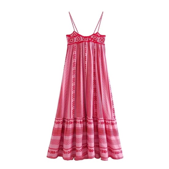Bohemian Women Casual Embroidered Sling Maxi Dress Bohemian Women Casual Embroidered Sling Maxi Dress