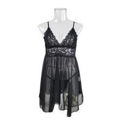Women Fashion Sexy Deep V Lace Mesh Perspective Sexy Pajamas Women Fashion Sexy Deep V Lace Mesh Perspective Sexy Pajamas