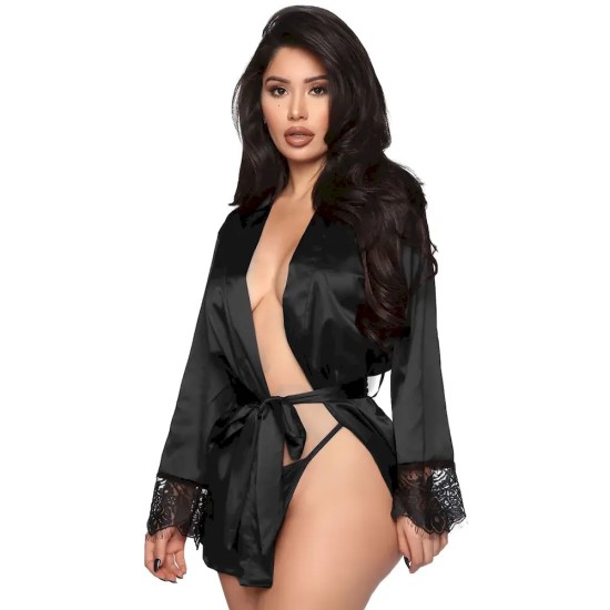 Women Fashion Sexy Perspective Lace Lace-Up Bathrobe Pajamas Women Fashion Sexy Perspective Lace Lace-Up Bathrobe Pajamas