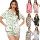 Women Fashion Print Short Sleeve Top And Shorts Pajamas Two-Piece Set Women Fashion Print Short Sleeve Top And Shorts Pajamas Two-Piece Set