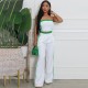 Women Fashion Contrast Stitching Strapless Top And Wide Leg Pants Two-Piece Set Women Fashion Contrast Stitching Strapless Top And Wide Leg Pants Two-Piece Set