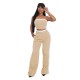 Women Fashion Contrast Stitching Strapless Top And Wide Leg Pants Two-Piece Set Women Fashion Contrast Stitching Strapless Top And Wide Leg Pants Two-Piece Set