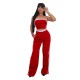 Women Fashion Contrast Stitching Strapless Top And Wide Leg Pants Two-Piece Set Women Fashion Contrast Stitching Strapless Top And Wide Leg Pants Two-Piece Set