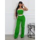 Women Fashion Contrast Stitching Strapless Top And Wide Leg Pants Two-Piece Set Women Fashion Contrast Stitching Strapless Top And Wide Leg Pants Two-Piece Set