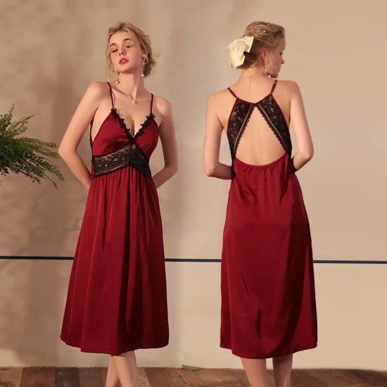 Women Fashion Sexy V-Neck Lace Backless Sleepwear Women Fashion Sexy V-Neck Lace Backless Sleepwear