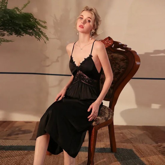 Women Fashion Sexy V-Neck Lace Backless Sleepwear Women Fashion Sexy V-Neck Lace Backless Sleepwear