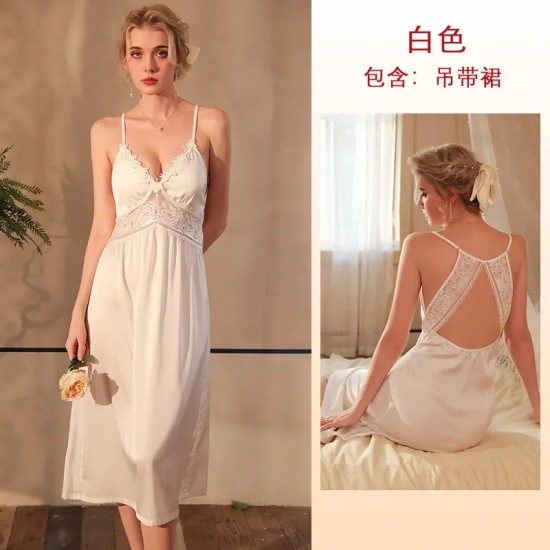 Women Fashion Sexy V-Neck Lace Backless Sleepwear Women Fashion Sexy V-Neck Lace Backless Sleepwear