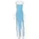 Women Fashion Sexy Mesh Irregular Solid Color Spaghetti Strap Backless Ruffled Dress Women Fashion Sexy Mesh Irregular Solid Color Spaghetti Strap Backless Ruffled Dress