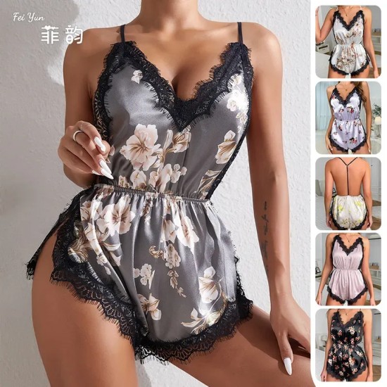 Women Fashion Sexy Deep V Lace Backless Sleepwear Women Fashion Sexy Deep V Lace Backless Sleepwear
