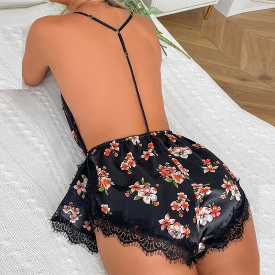 Women Fashion Sexy Deep V Lace Backless Sleepwear Women Fashion Sexy Deep V Lace Backless Sleepwear