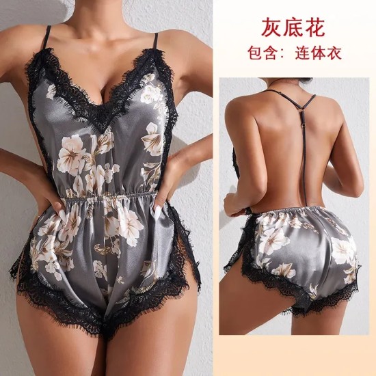 Women Fashion Sexy Deep V Lace Backless Sleepwear Women Fashion Sexy Deep V Lace Backless Sleepwear