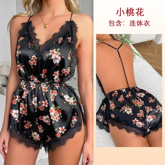 Women Fashion Sexy Deep V Lace Backless Sleepwear Women Fashion Sexy Deep V Lace Backless Sleepwear