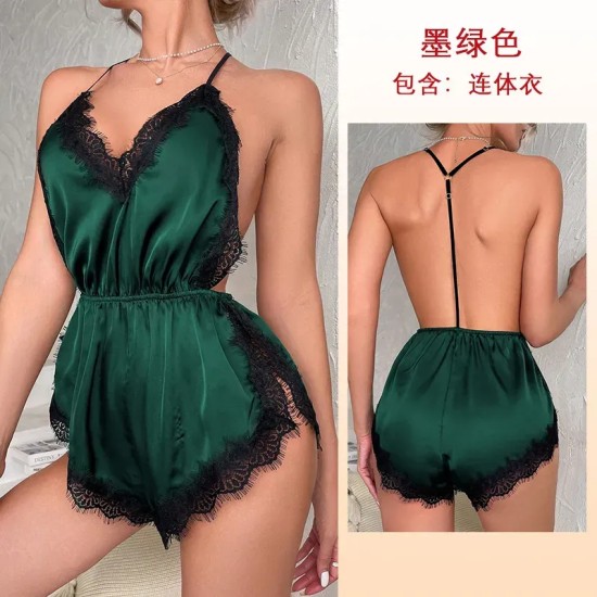 Women Fashion Sexy Deep V Lace Backless Sleepwear Women Fashion Sexy Deep V Lace Backless Sleepwear
